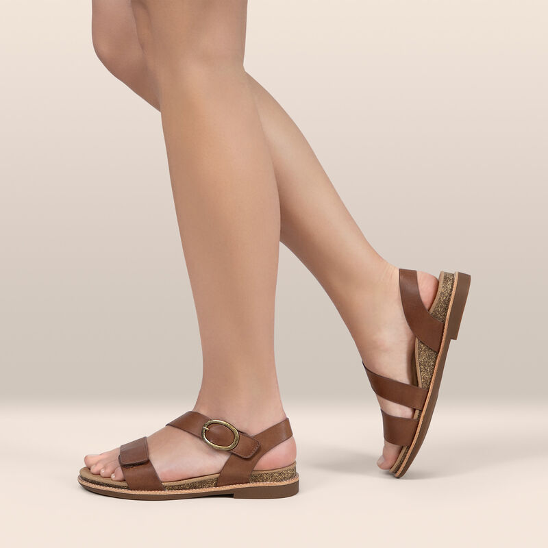 walnut sandal on foot